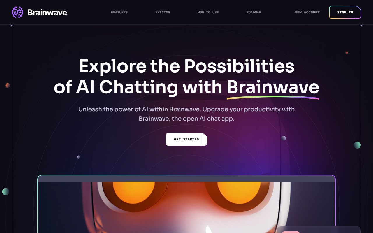 Brainwave — dark AI landing page hero